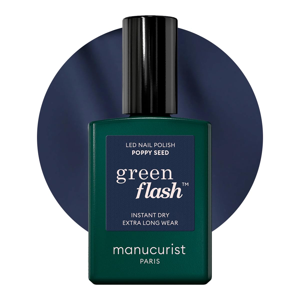 Manucurist Green Flash Gel Polish - Sparks (Sparkling Black) - UV & LED Gel Nail Polish - 12-Free, Bio-Sourced (84%) - Professional Manicure - 15 ml