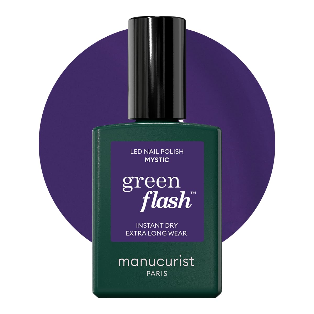 Manucurist Green Flash Gel Polish - Sparks (Sparkling Black) - UV & LED Gel Nail Polish - 12-Free, Bio-Sourced (84%) - Professional Manicure - 15 ml