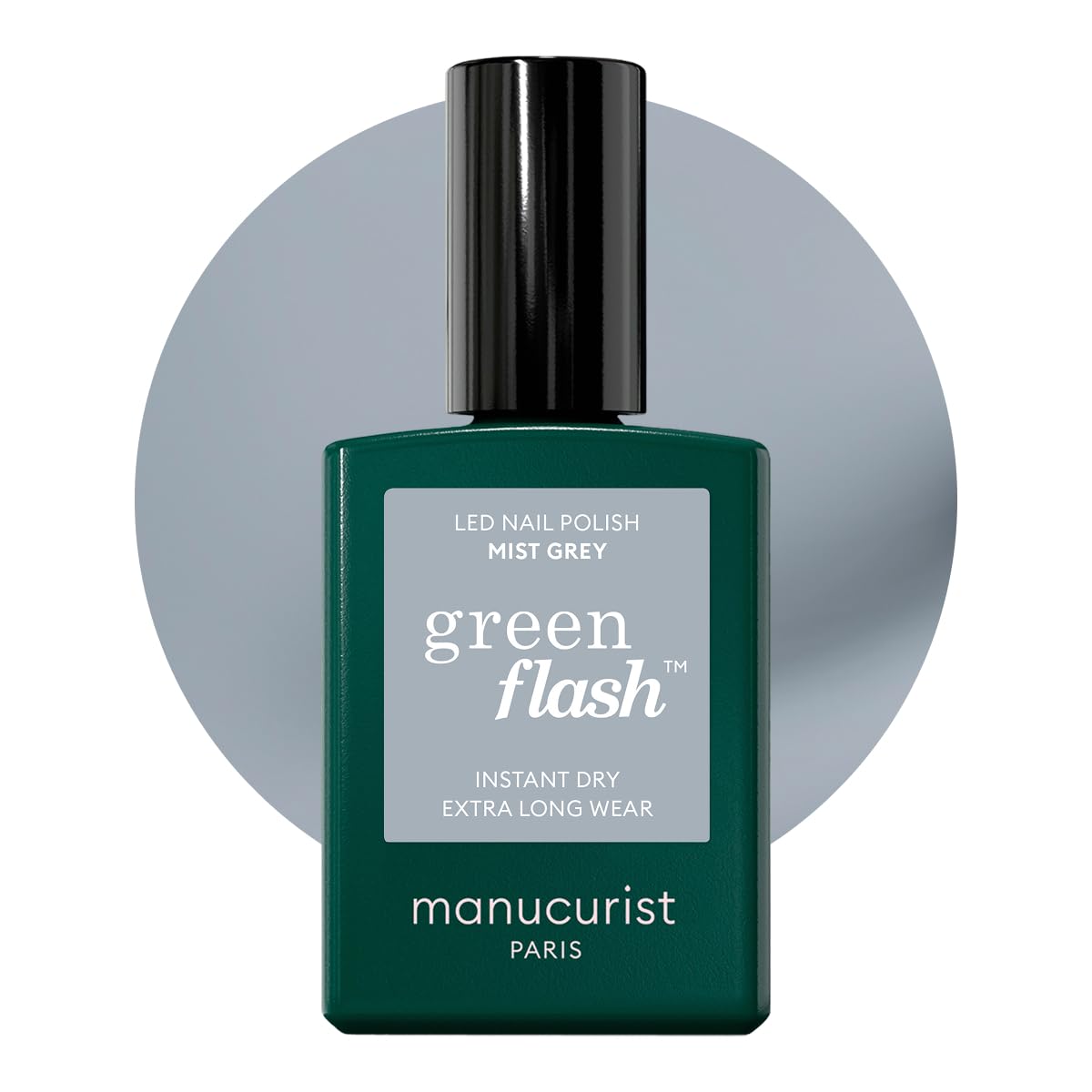 Manucurist Green Flash Gel Polish - Sparks (Sparkling Black) - UV & LED Gel Nail Polish - 12-Free, Bio-Sourced (84%) - Professional Manicure - 15 ml