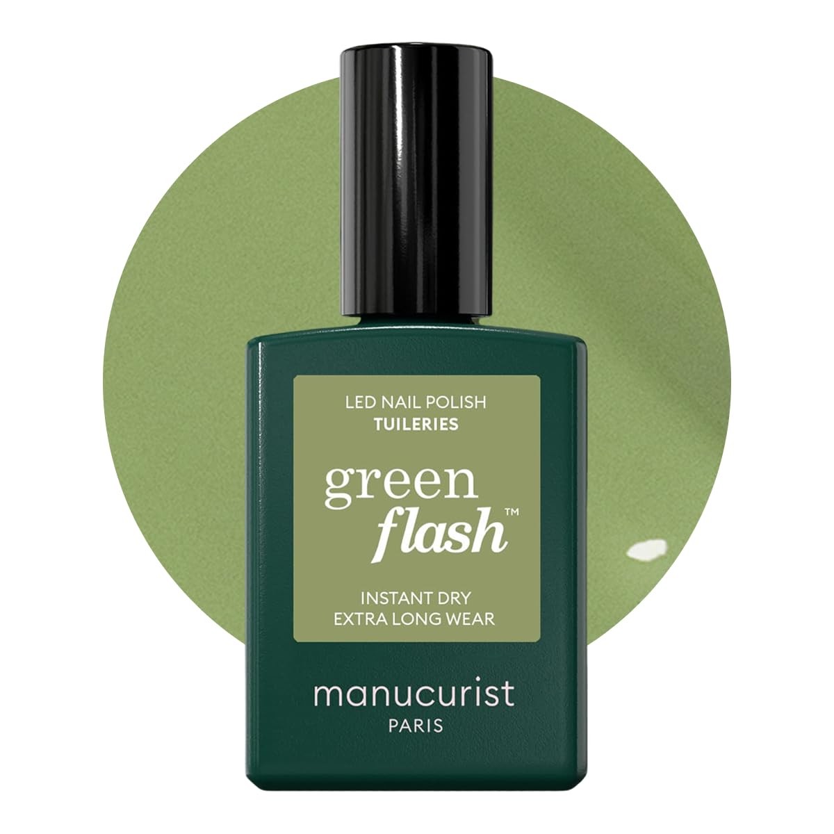Manucurist Green Flash Gel Polish - Sparks (Sparkling Black) - UV & LED Gel Nail Polish - 12-Free, Bio-Sourced (84%) - Professional Manicure - 15 ml