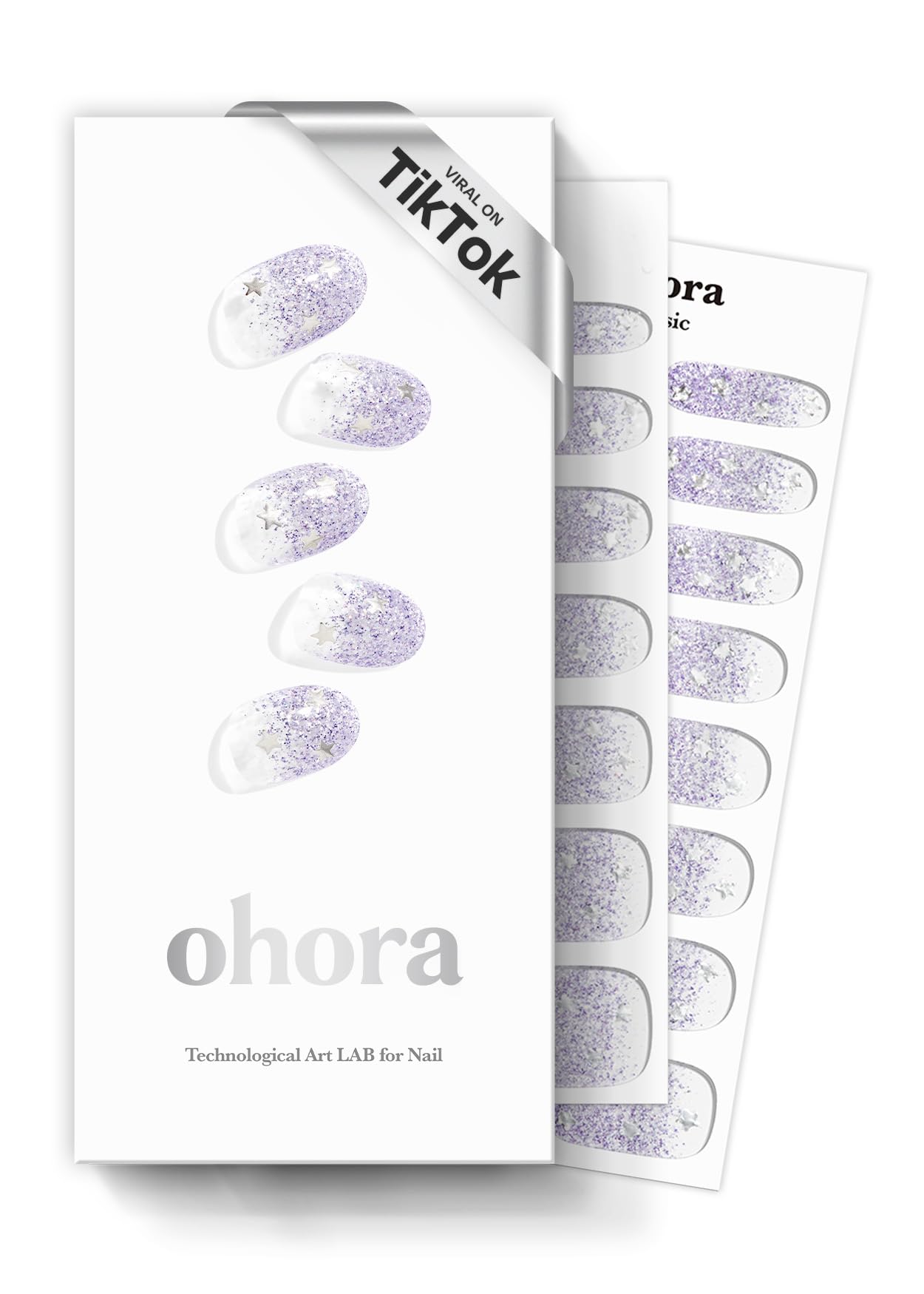 ohora Semi Cured Gel Nail Strips (N Sparkle Glam) - Nude, Glitter, Works with Any UV/LED Lamps, Salon-Quality, Long Lasting, Easy to Apply & Remove - Includes 2 Prep Pads, Nail File & Wooden Stick