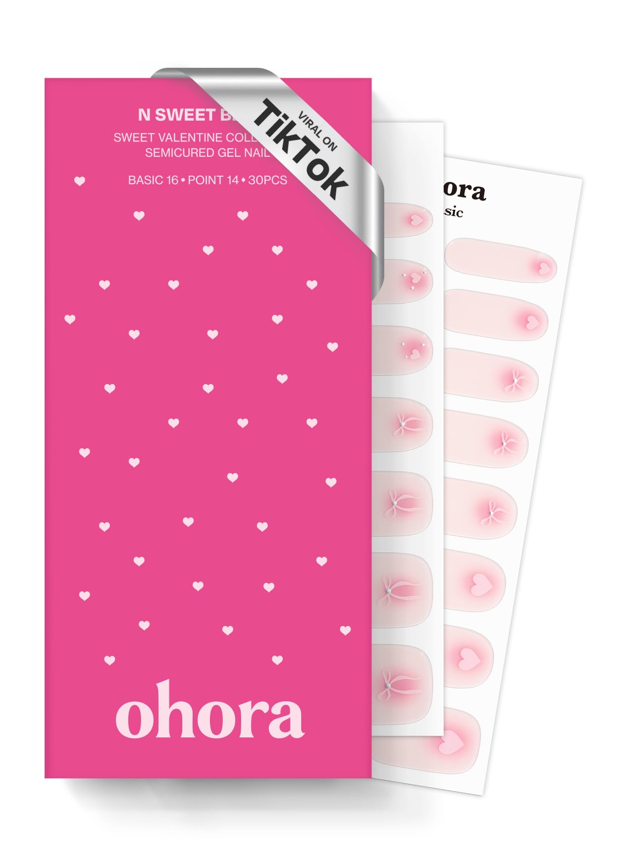 ohora Semi Cured Gel Nail Strips (N Sparkle Glam) - Nude, Glitter, Works with Any UV/LED Lamps, Salon-Quality, Long Lasting, Easy to Apply & Remove - Includes 2 Prep Pads, Nail File & Wooden Stick