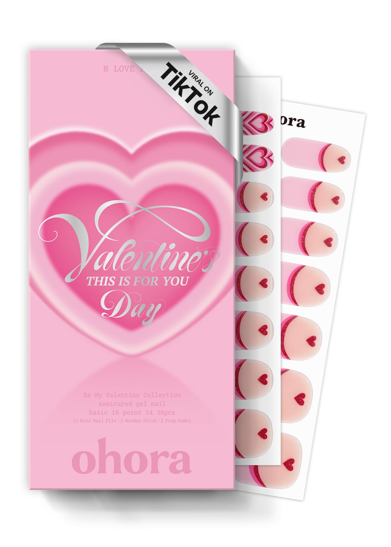 ohora Semi Cured Gel Nail Strips (N Sparkle Glam) - Nude, Glitter, Works with Any UV/LED Lamps, Salon-Quality, Long Lasting, Easy to Apply & Remove - Includes 2 Prep Pads, Nail File & Wooden Stick