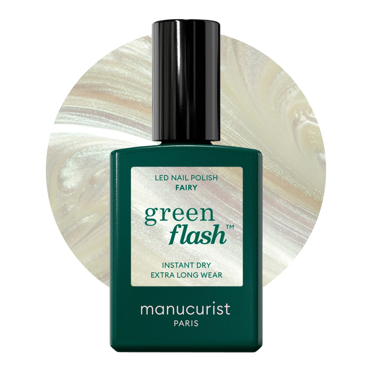 Manucurist Green Flash Gel Polish - Sparks (Sparkling Black) - UV & LED Gel Nail Polish - 12-Free, Bio-Sourced (84%) - Professional Manicure - 15 ml
