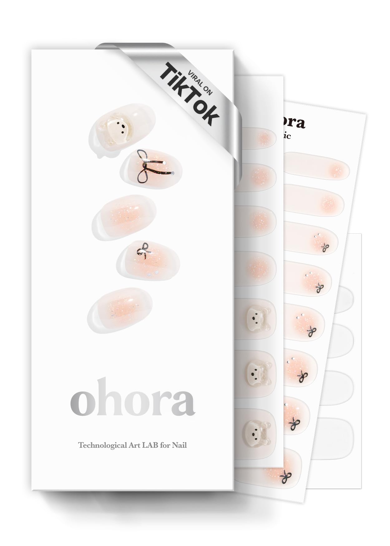 ohora Semi Cured Gel Nail Strips (N Sparkle Glam) - Nude, Glitter, Works with Any UV/LED Lamps, Salon-Quality, Long Lasting, Easy to Apply & Remove - Includes 2 Prep Pads, Nail File & Wooden Stick