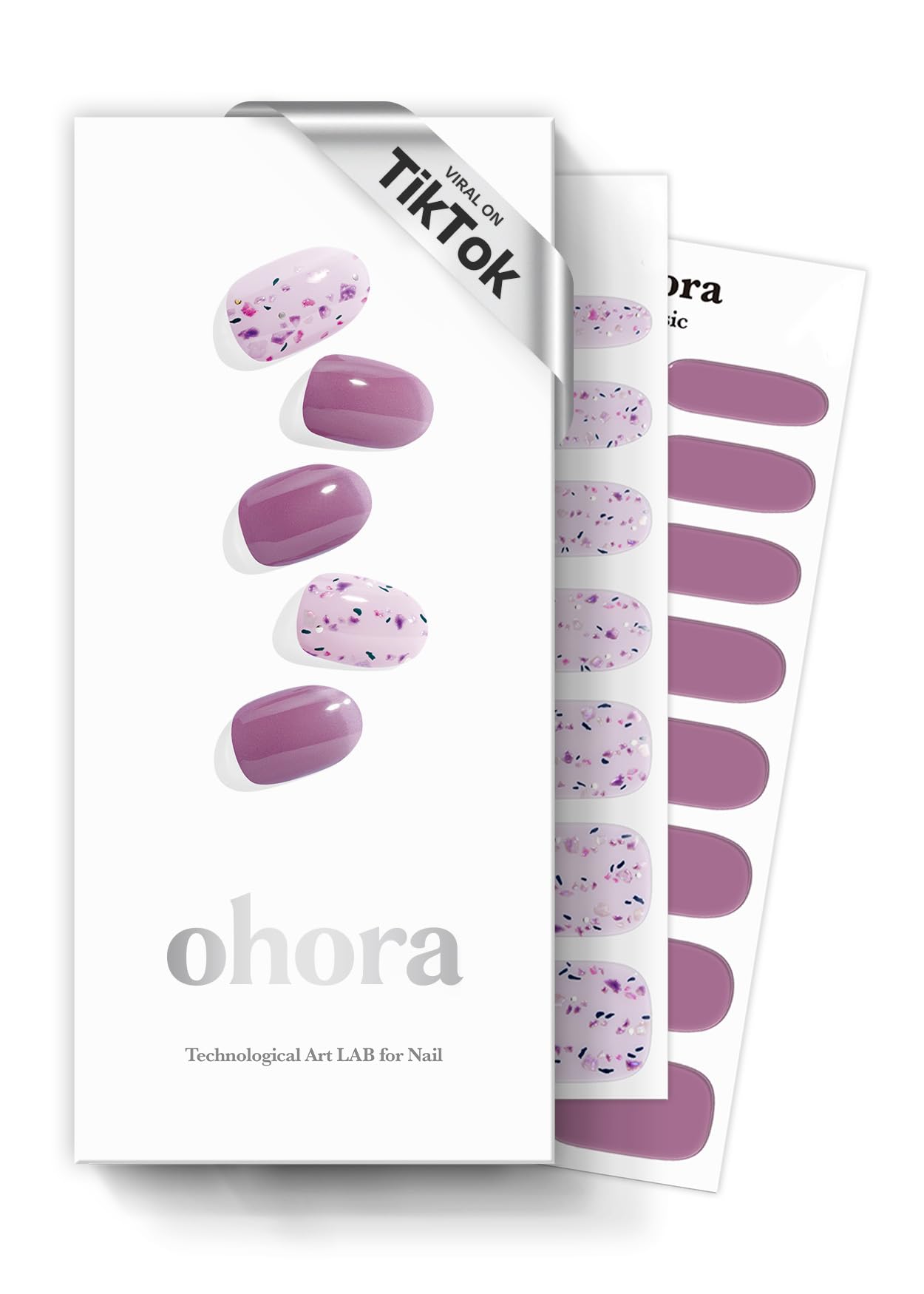 ohora Semi Cured Gel Nail Strips (N Sparkle Glam) - Nude, Glitter, Works with Any UV/LED Lamps, Salon-Quality, Long Lasting, Easy to Apply & Remove - Includes 2 Prep Pads, Nail File & Wooden Stick