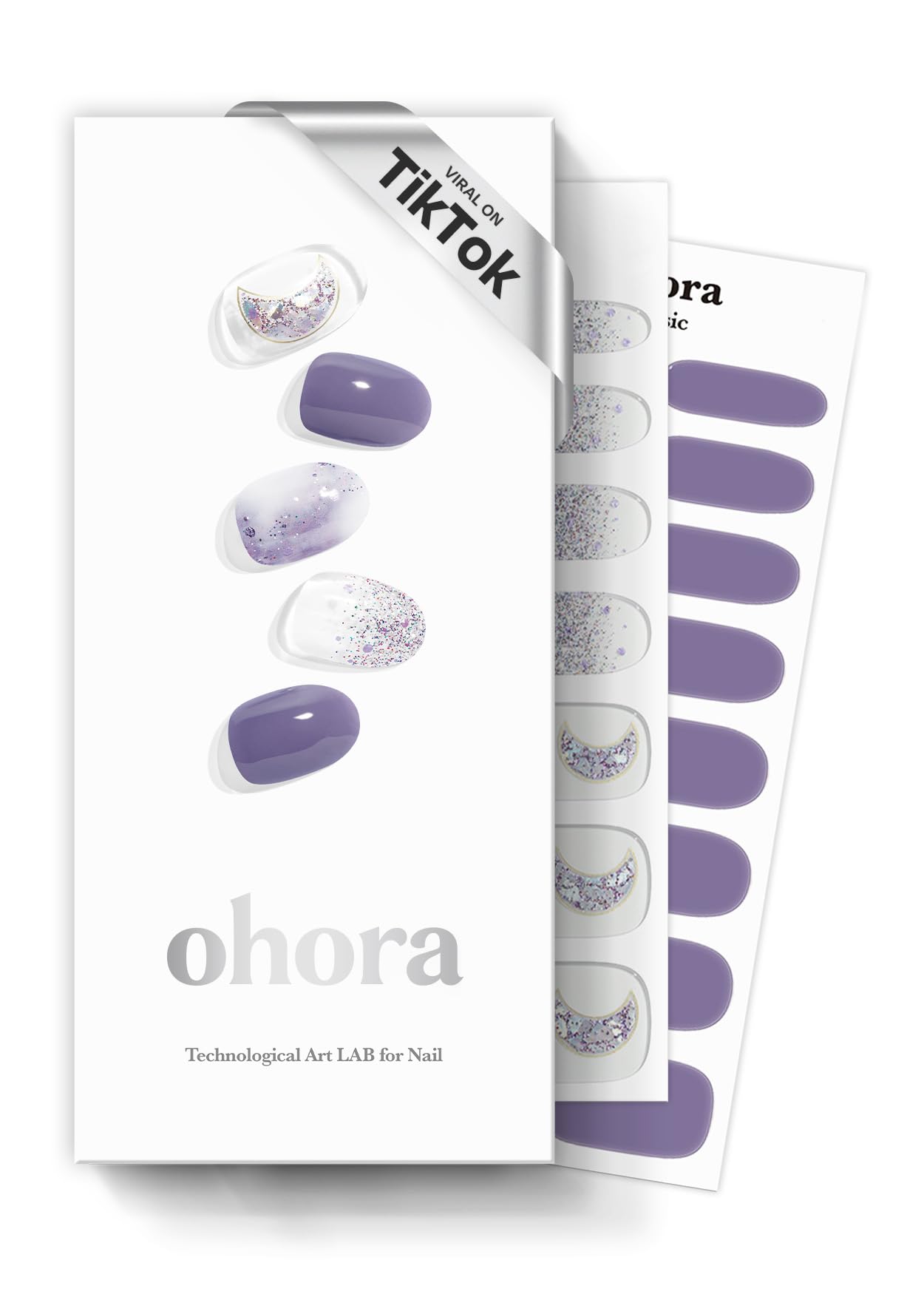 ohora Semi Cured Gel Nail Strips (N Sparkle Glam) - Nude, Glitter, Works with Any UV/LED Lamps, Salon-Quality, Long Lasting, Easy to Apply & Remove - Includes 2 Prep Pads, Nail File & Wooden Stick