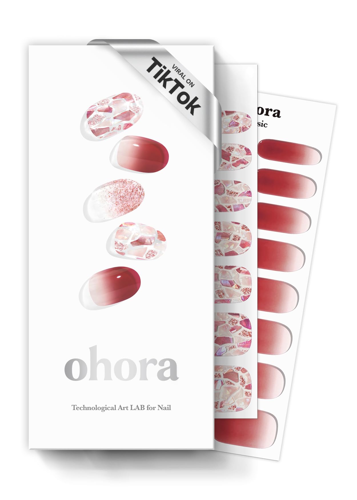 ohora Semi Cured Gel Nail Strips (N Sparkle Glam) - Nude, Glitter, Works with Any UV/LED Lamps, Salon-Quality, Long Lasting, Easy to Apply & Remove - Includes 2 Prep Pads, Nail File & Wooden Stick