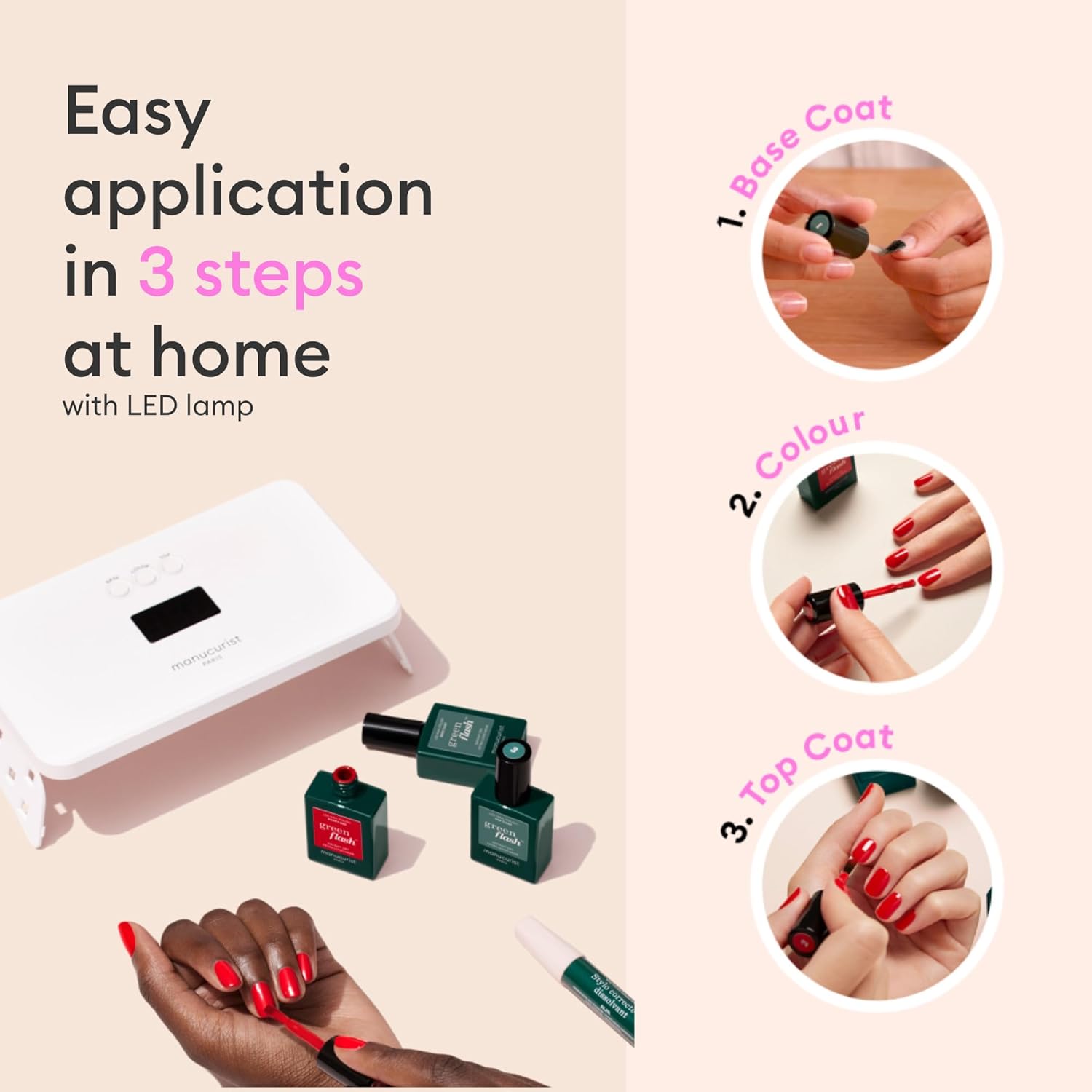 Manucurist Green Flash Gel Polish - Sparks (Sparkling Black) - UV & LED Gel Nail Polish - 12-Free, Bio-Sourced (84%) - Professional Manicure - 15 ml