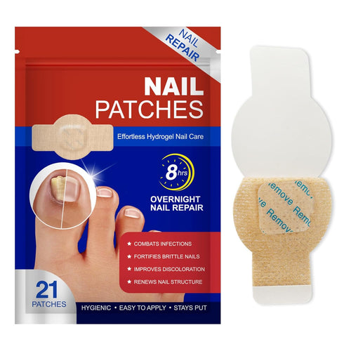 Fungal Nail Patches for Toenail Care – 21 PCS Extra Strength Overnight Hydrogel Nail Repair Patches for Damaged, Thick & Discolored Nails, 8 Hour Moisturizing Toenail Treatment for Men Women