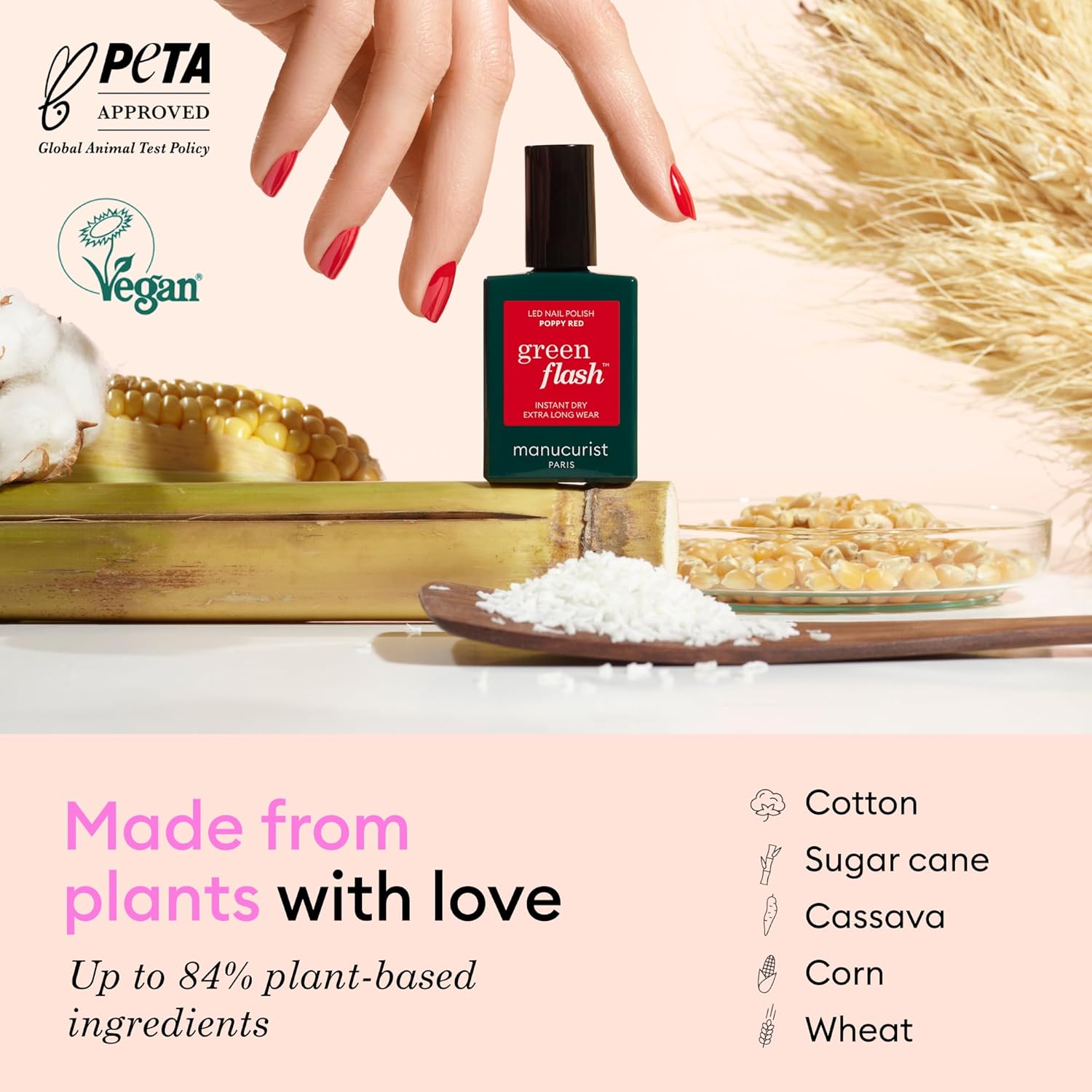 Manucurist Green Flash Gel Polish - Sparks (Sparkling Black) - UV & LED Gel Nail Polish - 12-Free, Bio-Sourced (84%) - Professional Manicure - 15 ml