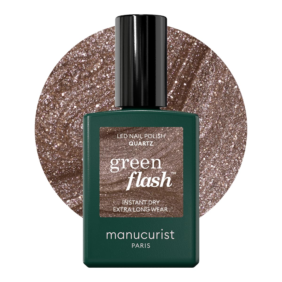Manucurist Green Flash Gel Polish - Sparks (Sparkling Black) - UV & LED Gel Nail Polish - 12-Free, Bio-Sourced (84%) - Professional Manicure - 15 ml
