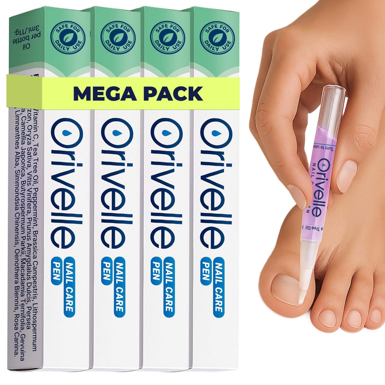 Toenail Care Pen - Extra Strength Toe Nail Remedy - Professional Nail Solution for Fingernail with Tea Tree Oil (Pack of 4)