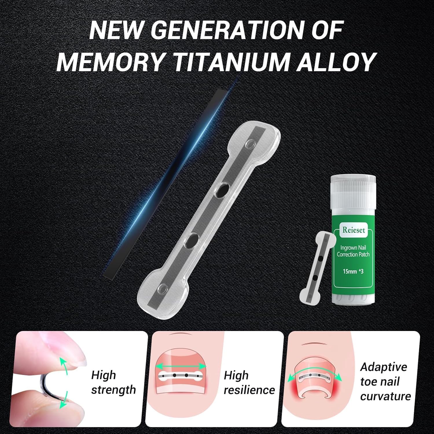 Titanium Alloy Ingrown Toenail Treatment, Nail Tools, and Ingrown Toenail Removal Kit Specially Designed for Curved Nail Repair and Ingrown Toenail Corrector (0.59/0.67in)