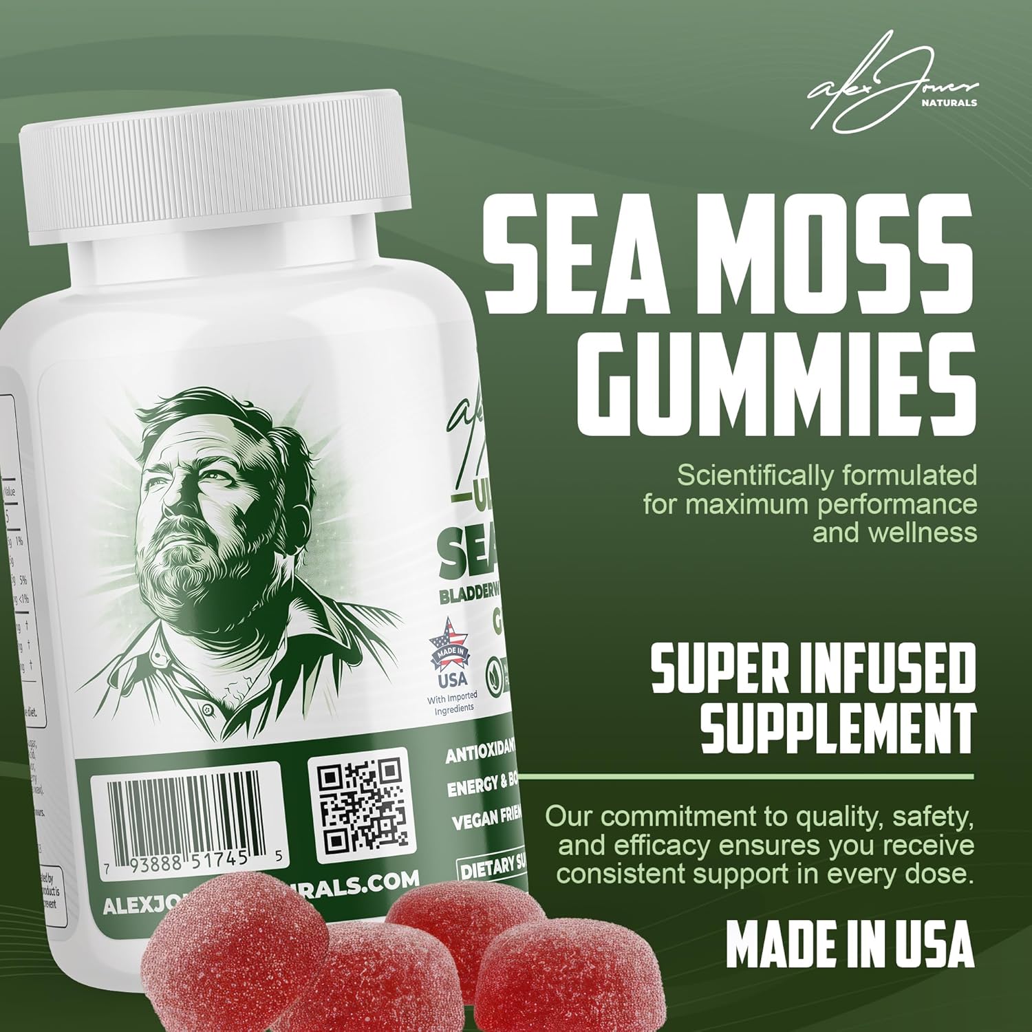 Ultimate Irish Sea Moss Gummies with Bladderwrack & Burdock Root – Sea Moss Bladderwrack Burdock Root – Caramel Apple Flavor – Plant-Based Mineral Blend – Vegan, Non-GMO – 60 Gummies