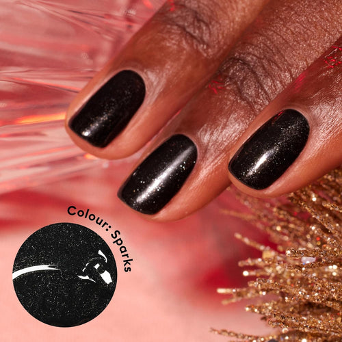 Manucurist Green Flash Gel Polish - Sparks (Sparkling Black) - UV & LED Gel Nail Polish - 12-Free, Bio-Sourced (84%) - Professional Manicure - 15 ml